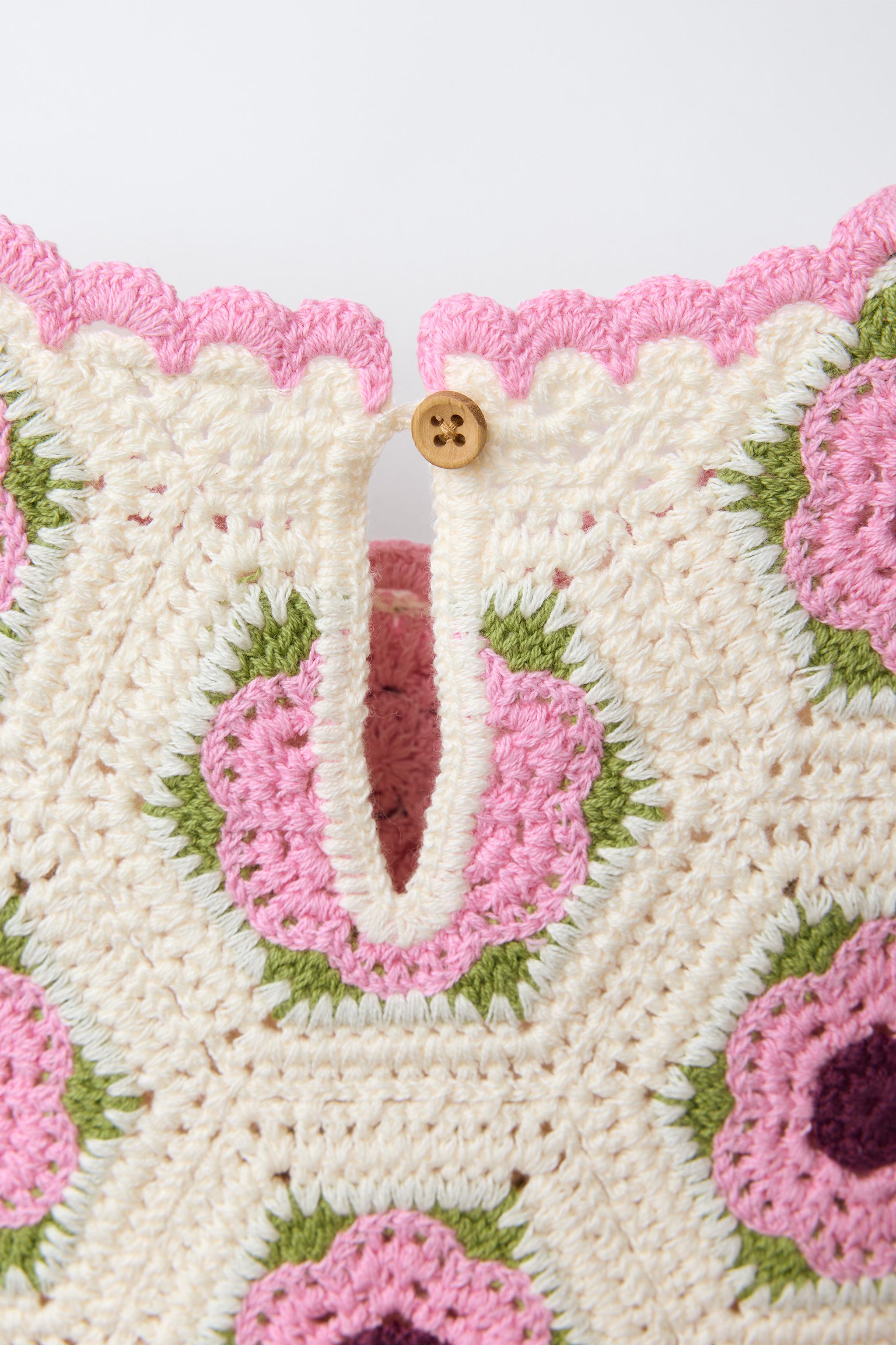 CROCHET KNIT FLORAL DRESS